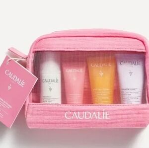 NWT! Caudalie Travel Essentials Kit - 4 travel size products in pink pouch